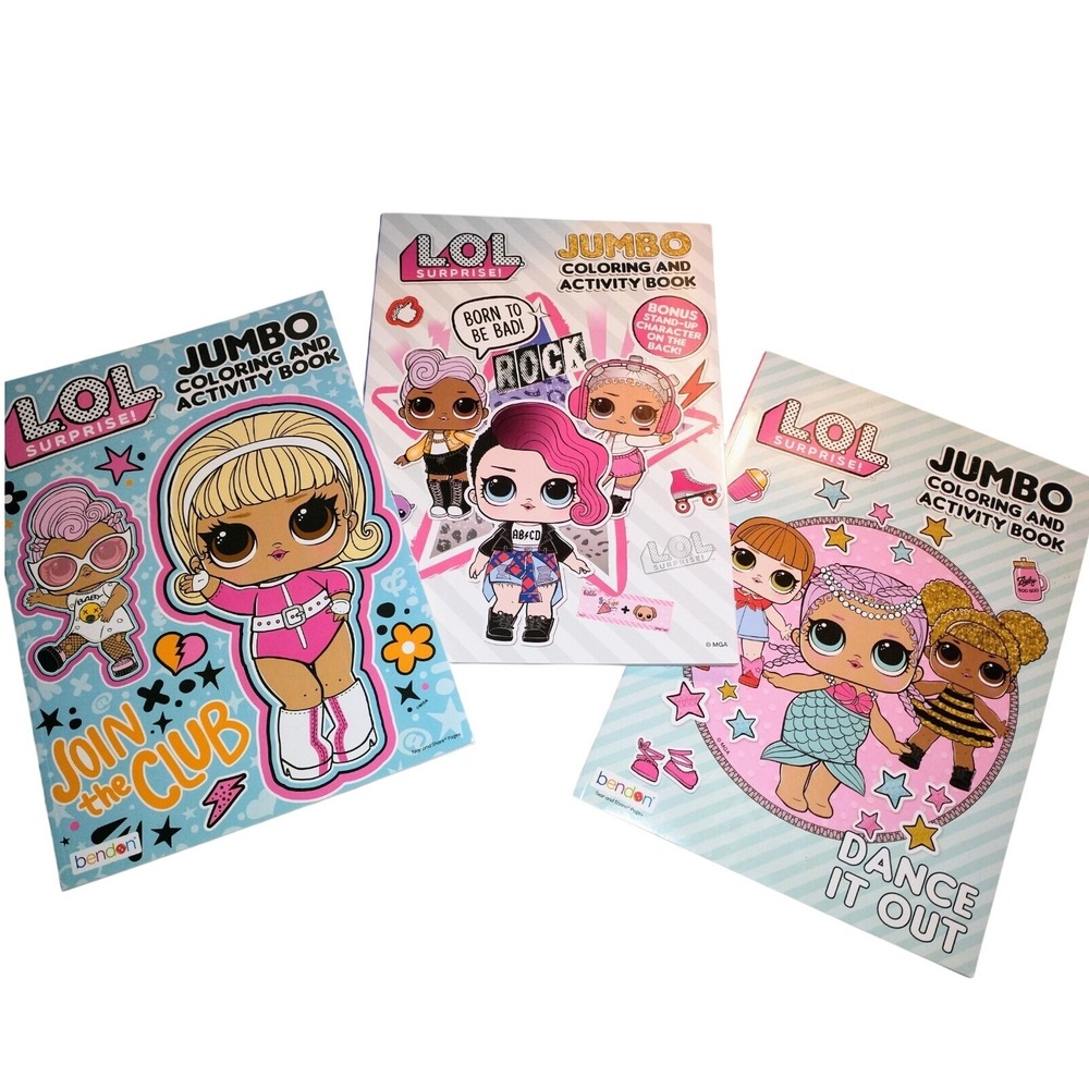 LOL Surprise Jumbo Coloring Activity Books Lot of 3 Stand Up Display NEW Bendon